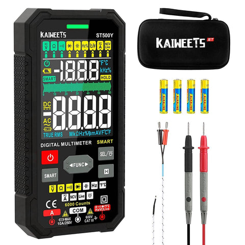 KAIWEETS ST500Y Digital Multimeter Voltmeter Ohmmeter 6000 Counts Auto-range