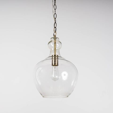 Valentine Glass Pendant Light - Antique Brass