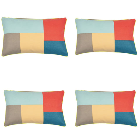 Pack of 4 Geo Beige Block Design Rectangle Cushion Cover 30cm x 50cm