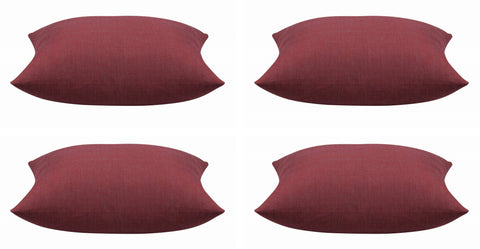 Pack of 4 Elements Deep Red Solid Base Colour Square Cushion Covers