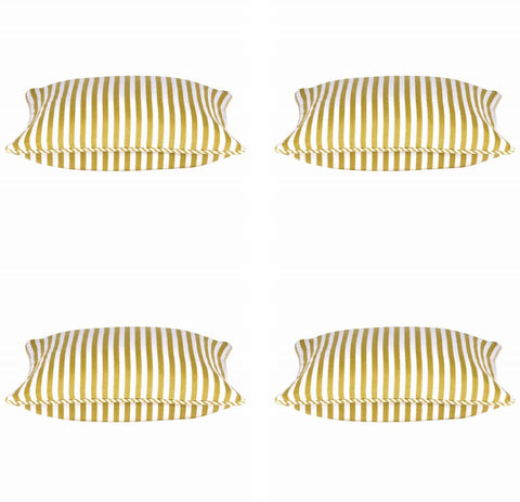 Pack of 4 Dandi Mustard Yellow & White Striped Square Cushion Covers 40x40cm