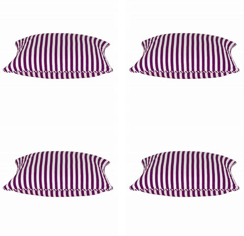 Pack of 4 Dandi Fuchsia Plum Purple & White Striped Square Cushion Covers 40x40cm