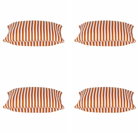 Pack of 4 Dandi Orange & White Striped Nautical Cushion Covers 40x40cm