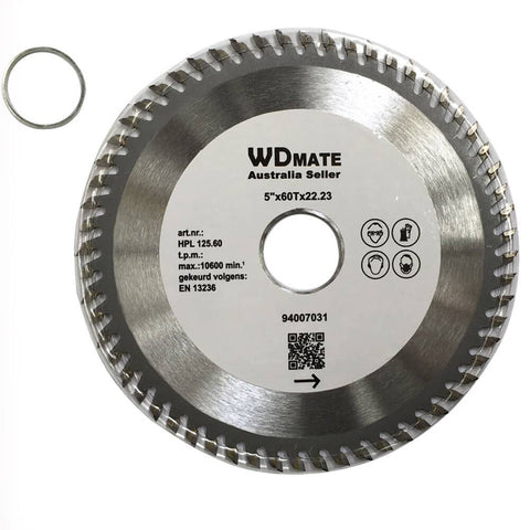 5x 125mm 60T Wood Saw Blade TCT Cutting 5.0" Circular 22.23/20 Timber ATB Sharp