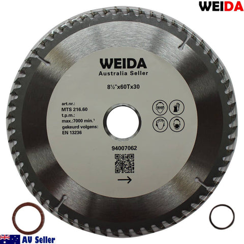 2x 216mm 60T Wood Circular Saw Blade Cutting Disc 8-1/2" Bore 30/25.4mm K 2.5mm