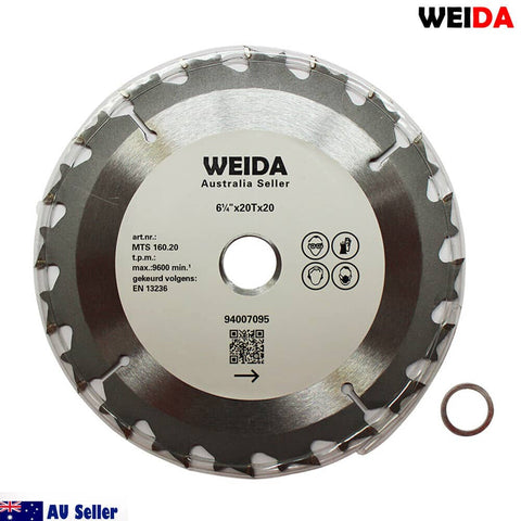 160mm Wood Circular Saw Blade Cutting Disc 6-1/4" 20T Bore 20/16mm K 1.6mm