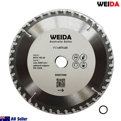 185mm 40T Wood Circular Saw Blade Cutting Disc 7-1/4” Bore 20/16mm Kerf 1.6mm