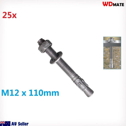 25x Wedger Anchor Bolt M12x110mm Hot Dip Galvan Build Construct Concret WDMATE