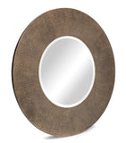 Round Wall Mirror with Croc Pattern Frame in Gold Black Finish