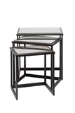 Black Iron Nested Tables with Stainless Steel Top in Set of 3