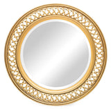 Decorative Wooden Round Wall Mirror in Rustic Gold Finish