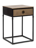 Black Bedside Table with Storage Drawer and Gold Finished Textured Top