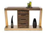 Contemporary Brass Wooden Z-Shaped Hallway Console Table with Drawers