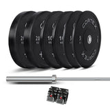 CORTEX 85kg Black Series V2 Rubber Olympic Bumper Plate Set 50mm with ATHENA200 Barbell