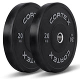 CORTEX 85kg Black Series V2 Rubber Olympic Bumper Plate Set 50mm with ATHENA200 Barbell