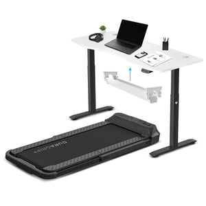 Lifespan Fitness V-FOLD Treadmill with ErgoDesk Automatic Standing Desk 1500mm in White/Black with Cable Management