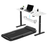 Lifespan Fitness V-FOLD Treadmill with ErgoDesk Automatic Standing Desk 1500mm in White/Black with Cable Management