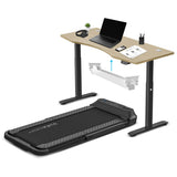 Lifespan Fitness V-FOLD Treadmill with ErgoDesk Automatic Standing Desk 1800mm in Oak/Black with Cable Management