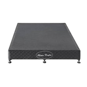 Mattress Base Ensemble Queen Size Solid Wooden Slat in Charcoal with Removable Cover