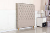 Bed Head Double Size French Provincial Headboard Upholsterd Fabric Beige