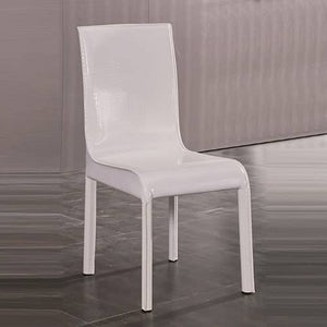 2x Steel Frame White Leatherette Medium High Backrest Dining Chairs with Wooden legs