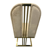 2X Dining Chair Stainless Gold Frame & Seat Beige Fabric