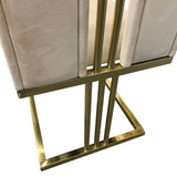 2X Dining Chair Stainless Gold Frame & Seat Beige Fabric