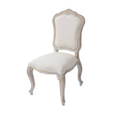 Dining Chair Linen Fabric Beige Oak Wood White Washed Finish