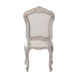 Dining Chair Linen Fabric Beige Oak Wood White Washed Finish