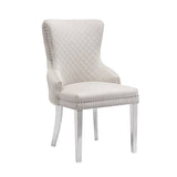 Lyon 2X Dining Chair Beige Velvet STAINLESS Legs