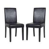 2x Wooden Frame Black Leatherette Dining Chairs with Solid Pine Legs