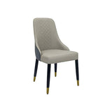 2x Dining Chair Grey Leatherette Upholstery Black & Golden Legs