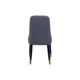 2x Dining Chair Grey Leatherette Upholstery Black & Golden Legs