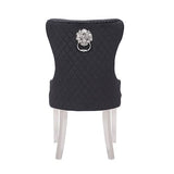 Victoria 2X Dining Chair Black Velvet & STAINLESS STEEL Legs