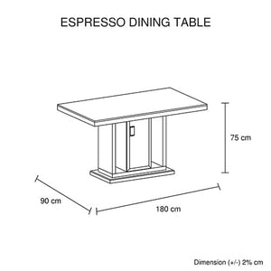 7 Pieces Dining Suite Dining Table & 6X  Black Chairs in Rectangular Shape High Glossy MDF Wooden Base Combination of Black & White Colour