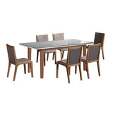 7 Pieces Dining Suite Dining Table & 6X Chairs in White Top High Glossy Wooden Base