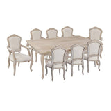 Medium Size Oak Wood White Washed Finish Arm Chair Dining Set