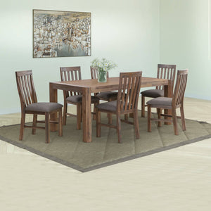 7 Pieces Dining Suite 180cm Medium Size Dining Table & 6X Chairs with Solid Acacia Wooden Base in Chocolate Colour