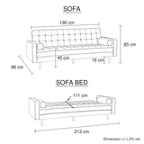 Sofa Bed 3 Seater Button Tufted Lounge Set for Living Room Couch in Fabric Grey Colour