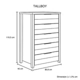 Tallboy with 5 Storage Drawers Natural Wood like MDF in Oak Colour