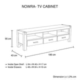 TV Cabinet with 3 Storage Drawers with Shelf Solid Acacia Wooden Frame Entertainment Unit in Oak Colour