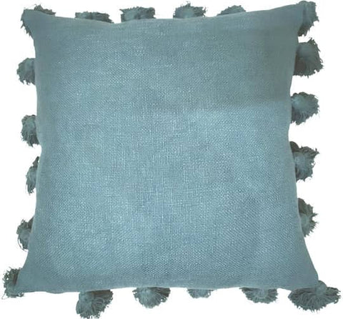 Blue cushion with tassels 45x45 cm