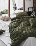 Tufted ultra soft microfiber quilt cover set-single khaiki green