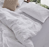 Tufted ultra soft microfiber quilt cover set-king white