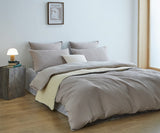 100% Cotton checkered waffle quilt cover set king size -Natural