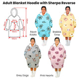 Adult Women Comfy Warm Blanket Hoodie with Sherpa Fleece Reverse Pink Hearts