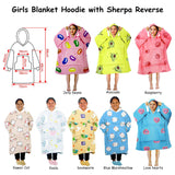 Girls Comfy Warm Blanket Hoodie with Sherpa Fleece Reverse Love Hearts