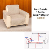 Faux Suede 1 Seater Sofa Protector Camel