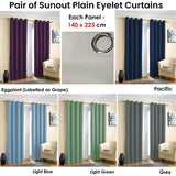 Pair of Blockout Plain Eyelet Curtains Blue