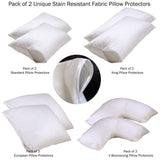 Set of 2 Stain Resistant Pillow Protectors Standard